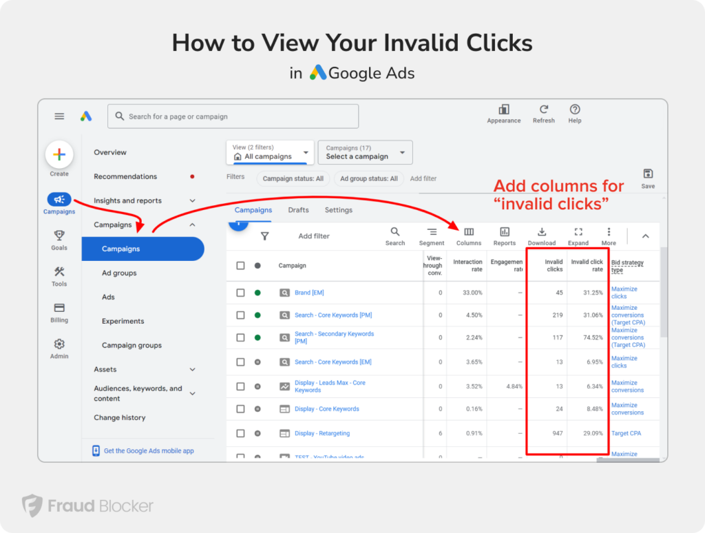 how to view your invalid click rate in google ads